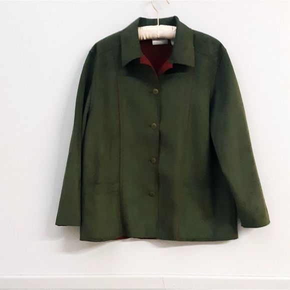 Alfred Dunner ๐ Green Button Down Coat - Picture 1 of 6